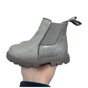 GIRLS NATIVE KENSINGTON TREKLITE SILVER GLITTER CHELSEA BOOTS SZ 6C‎ Little Girl